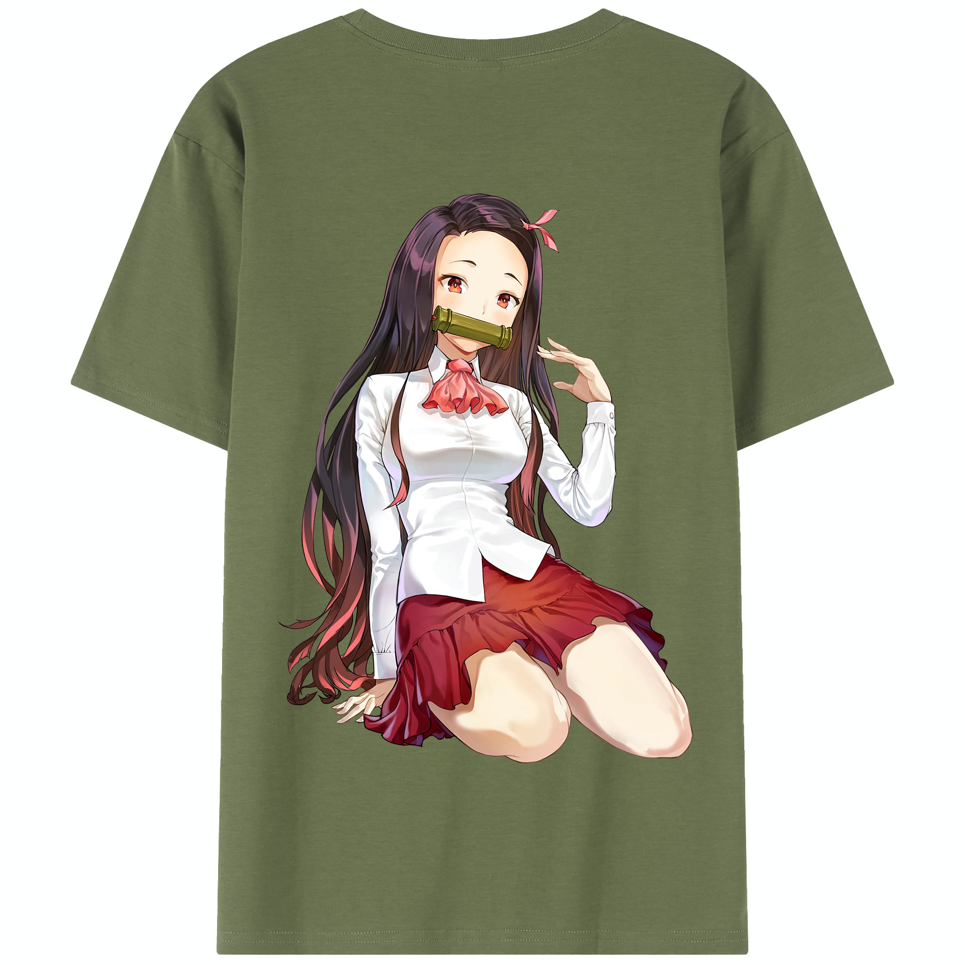 （画像用） 鬼滅の刃（きめつのやいば）竈門 禰󠄀豆子／かまど ねずこ Kamado Nezuko 綿100％半袖Tシャツ（背面プリント）